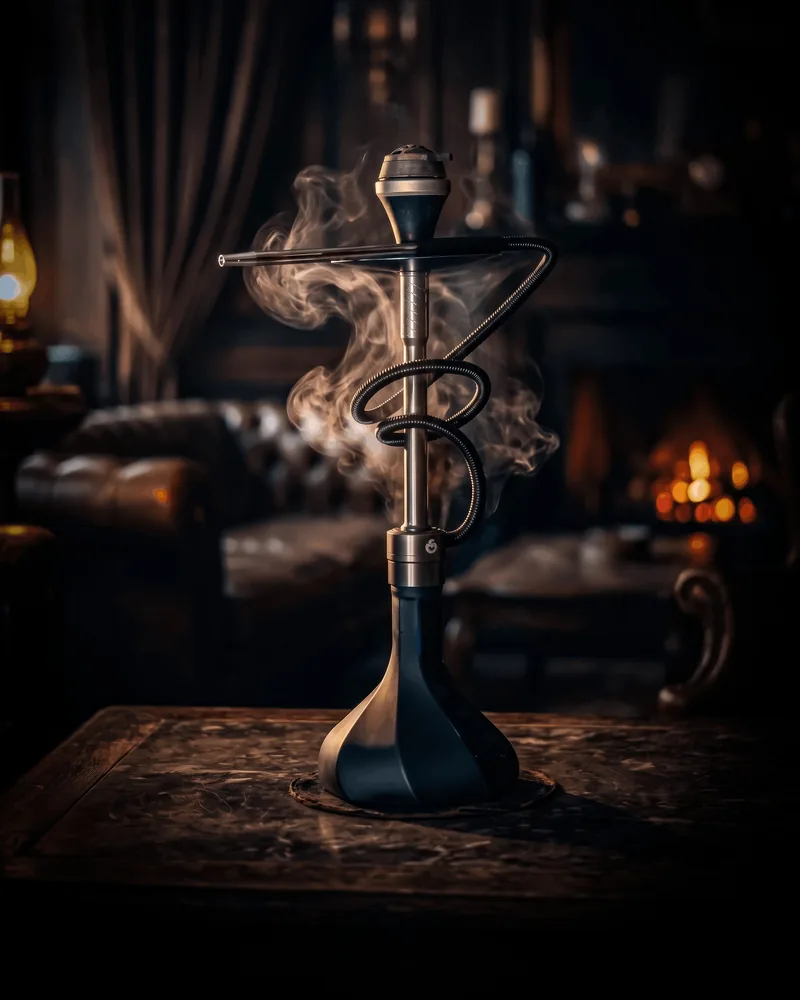 Black hookah with smoke